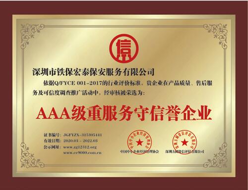 2020年度AAA級重服務守信譽企業